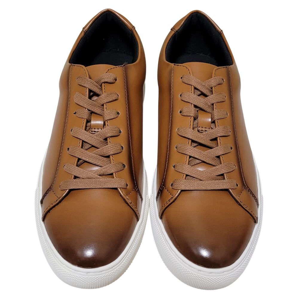 Alfani Men Grayson Lace Up Low Top Sneakers Size US 7.5M Tan Brown Faux Leather - Picture 3 of 5